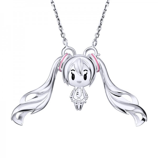 初音未来正版授权摇摆吊坠Q版吊坠 Miku饰品 925银-初音未来Q版项链